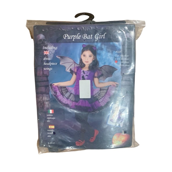 Little girls purple Bat Girl Halloween Costume, size child large (7-9) - Picture 3 of 5